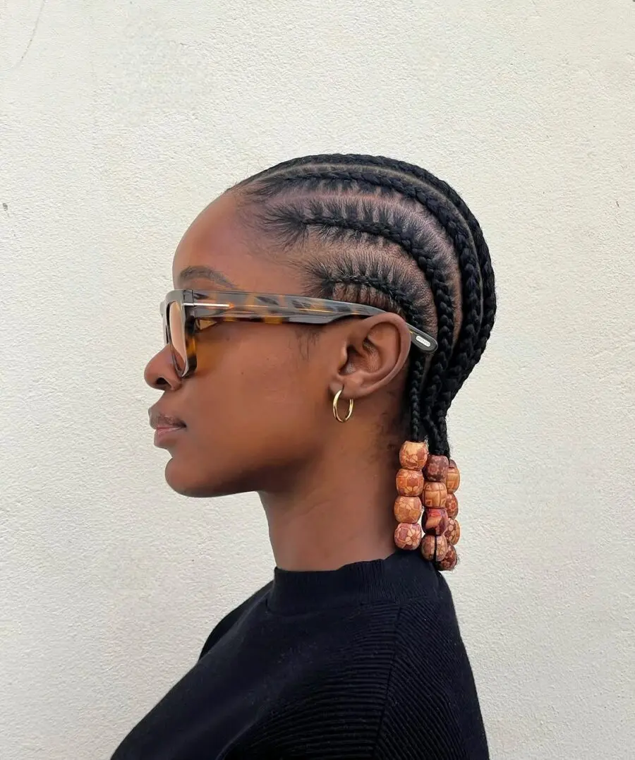 Elegant cornrows with chic bead accents