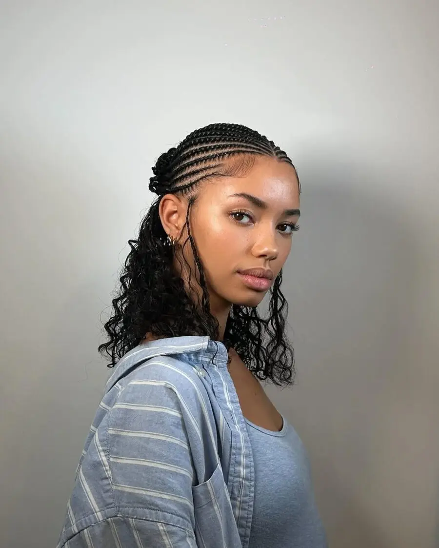 Chic Cornrows with Loose Curls Inspiration
