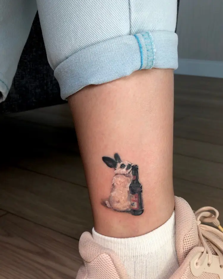 Whimsical rabbit tattoo with a playful touch