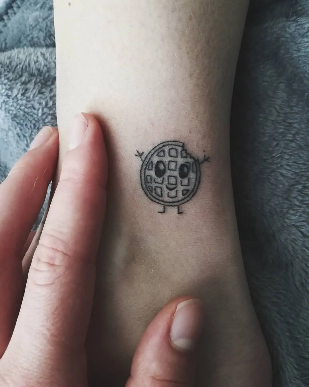 Adorable Waffle Tattoo with Hands and Smiles
