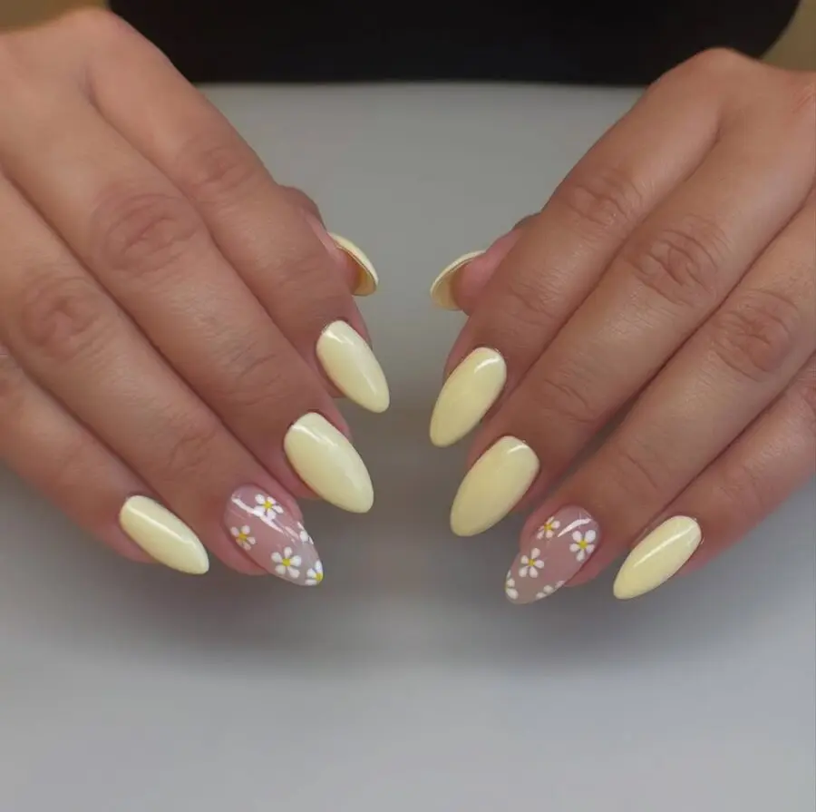 Charming pastel daisy nail art design