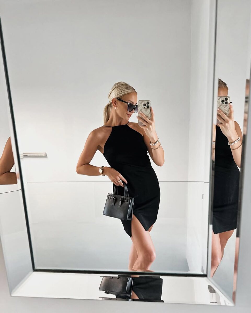 Chic Black Dress with Stylish Accessories