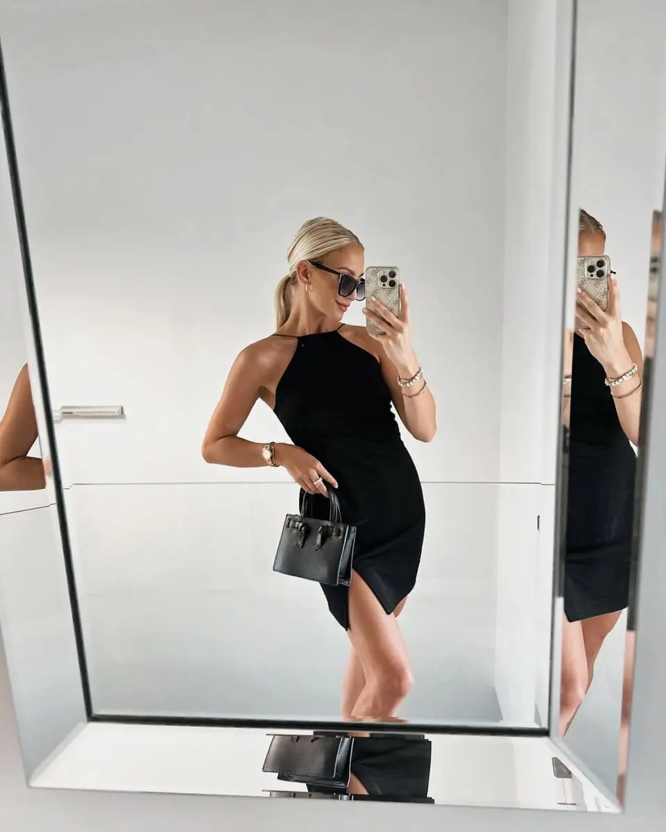 Chic Black Dress with Stylish Accessories