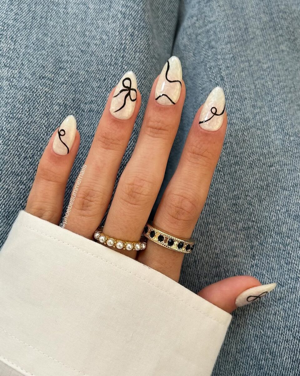 Chic ribbon design for professional nails
