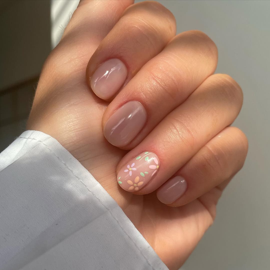 Chic floral nail art for office vibes