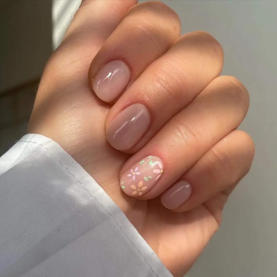 Chic floral nail art for office vibes