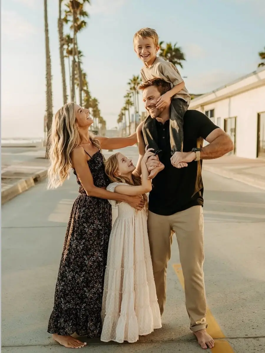 Stylish family outfits for a beach sunset vibe