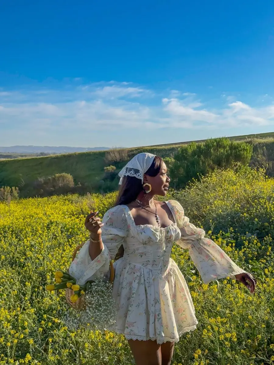 Floral Spring Dress in a Sunny Meadow