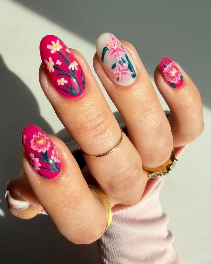 Vibrant Flower Nail Art for Spring Vibes