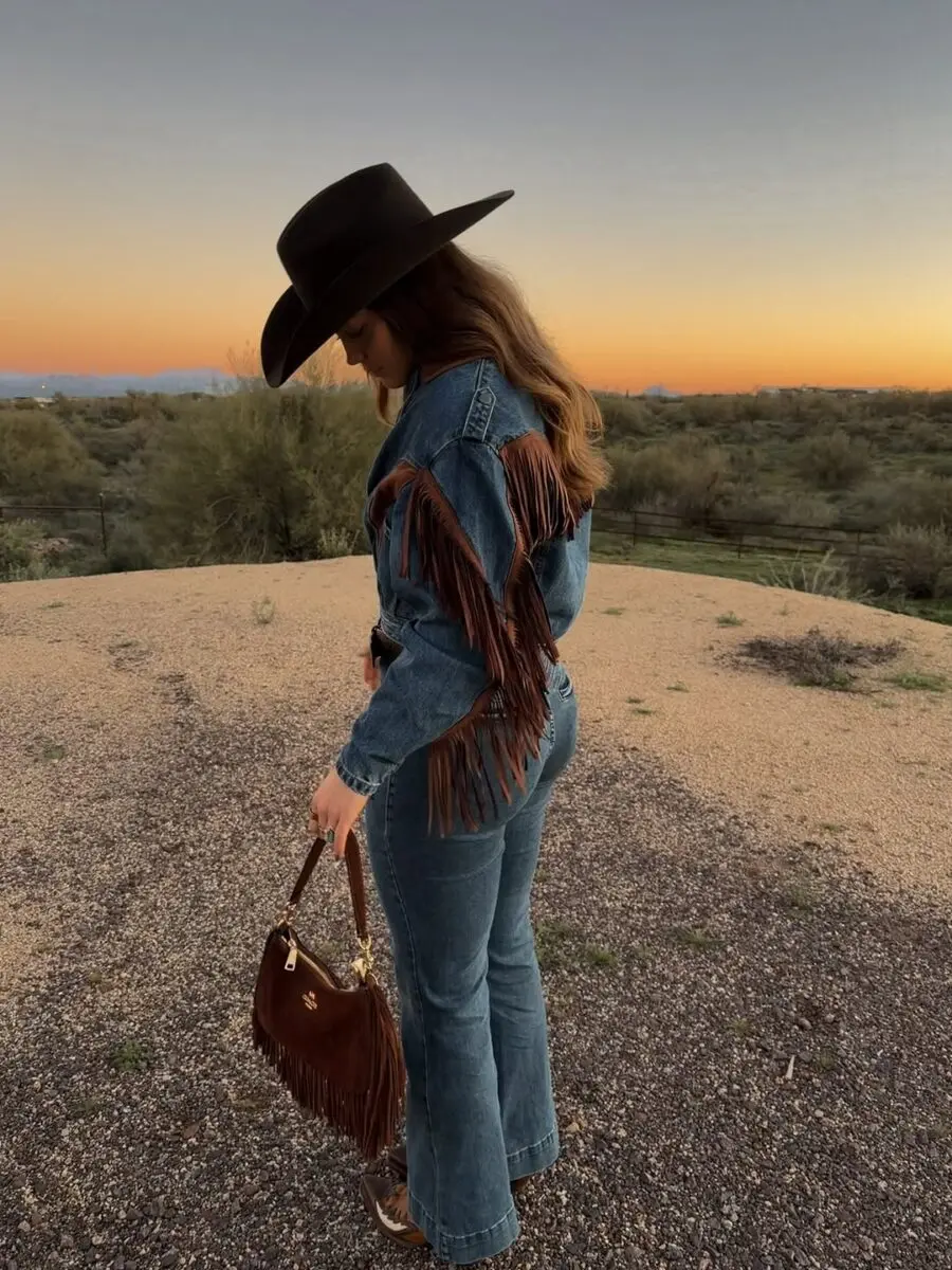 Stylish Denim Fringe Look for Western Vibes