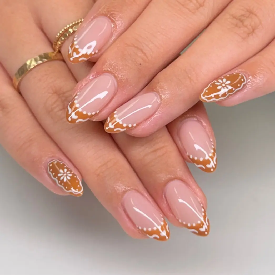 Festive gingerbread nail art for holiday cheer