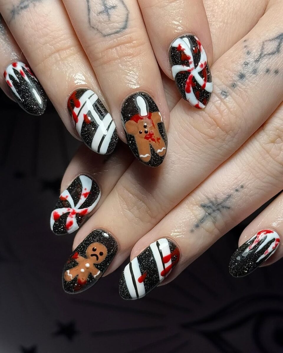 Festive gingerbread nail art for the holidays