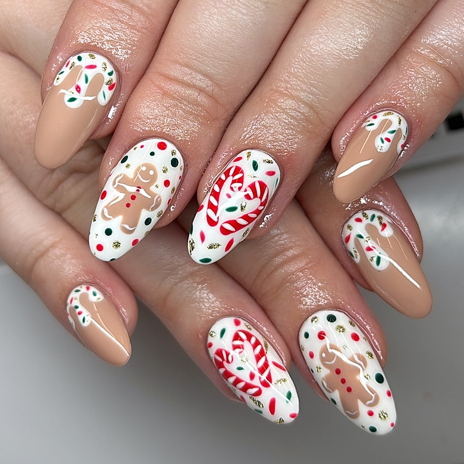 Festive gingerbread nail art for the holidays