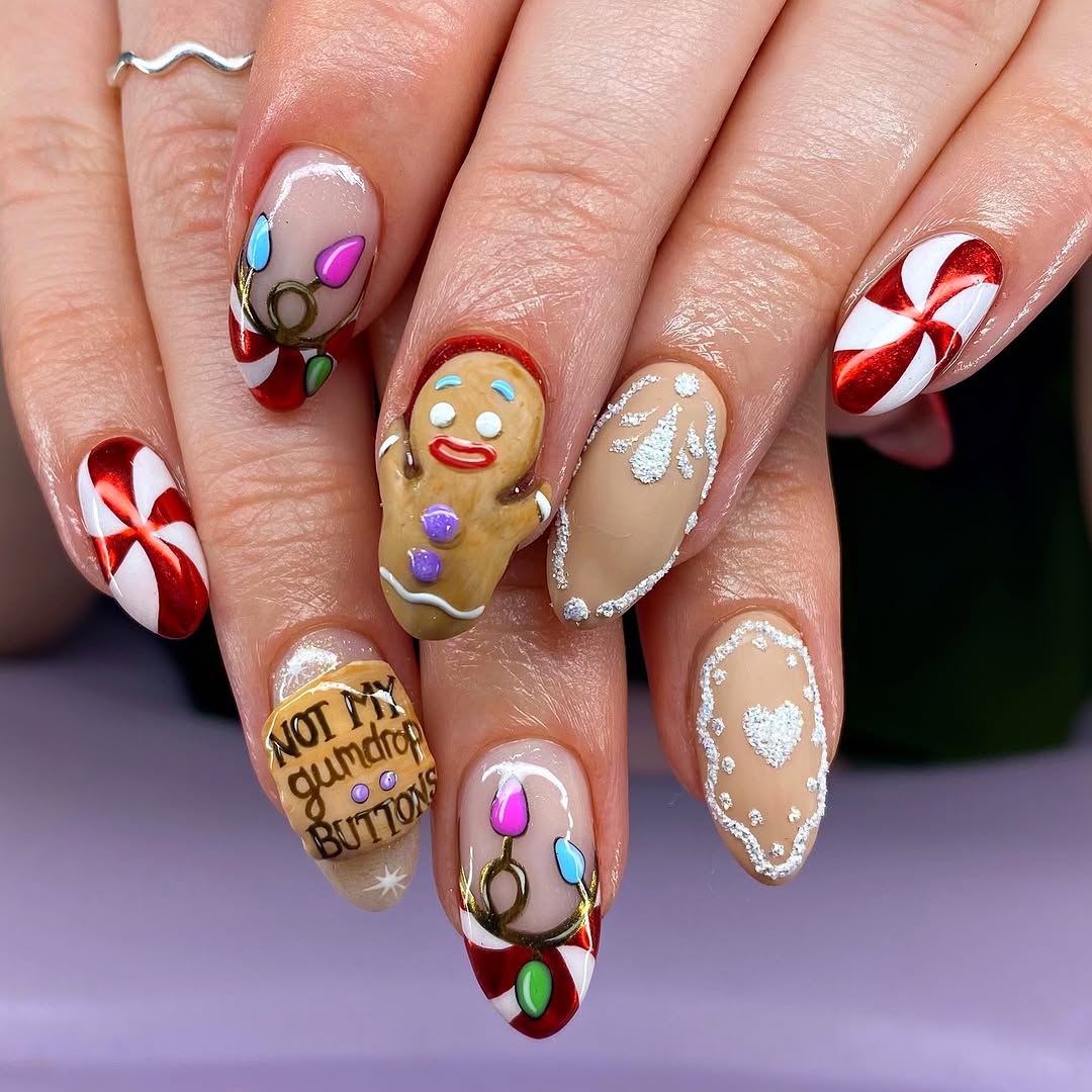 Festive gingerbread nail art for the holidays