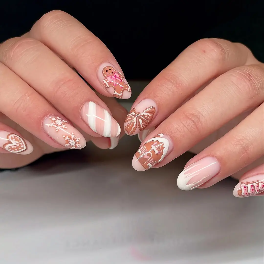 Festive gingerbread nail designs for holiday cheer