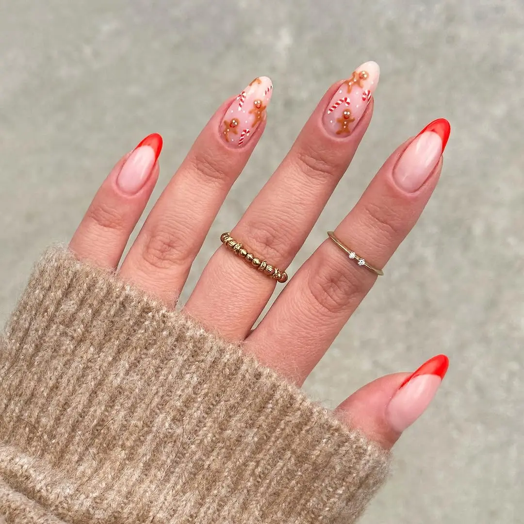 Festive gingerbread nail design for winter vibes