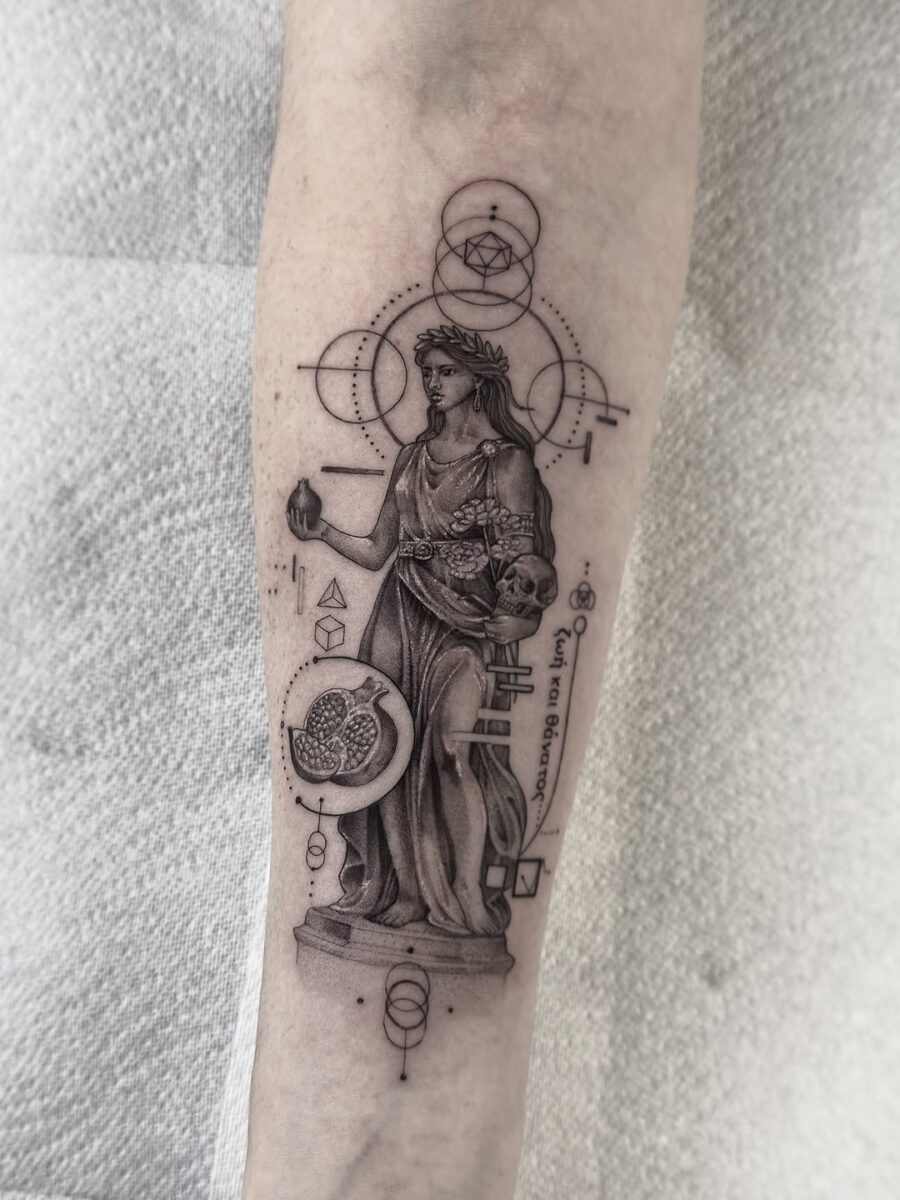 Elegant Athena tattoo design showcasing wisdom and strength