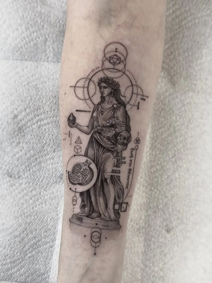 Elegant Athena tattoo design showcasing wisdom and strength