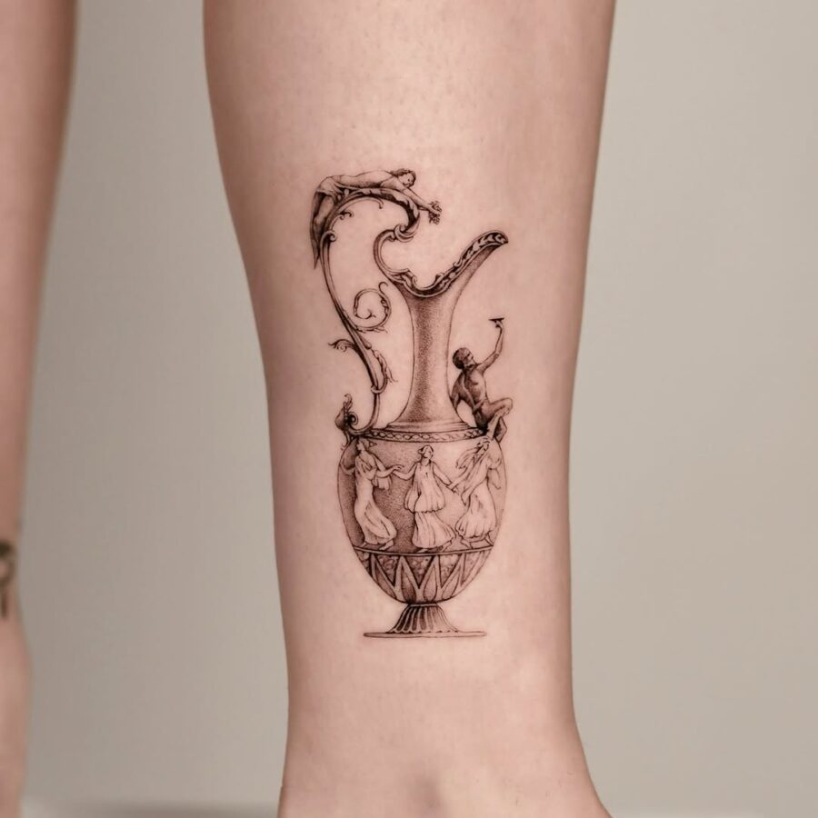 Intricate Greek vase tattoo design inspiration