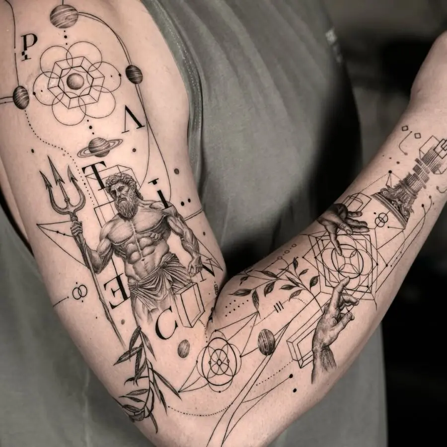 Intricate Zeus tattoo showcasing power and mythology