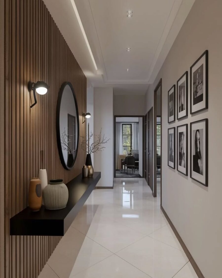 Sleek and contemporary hallway with artistic flair