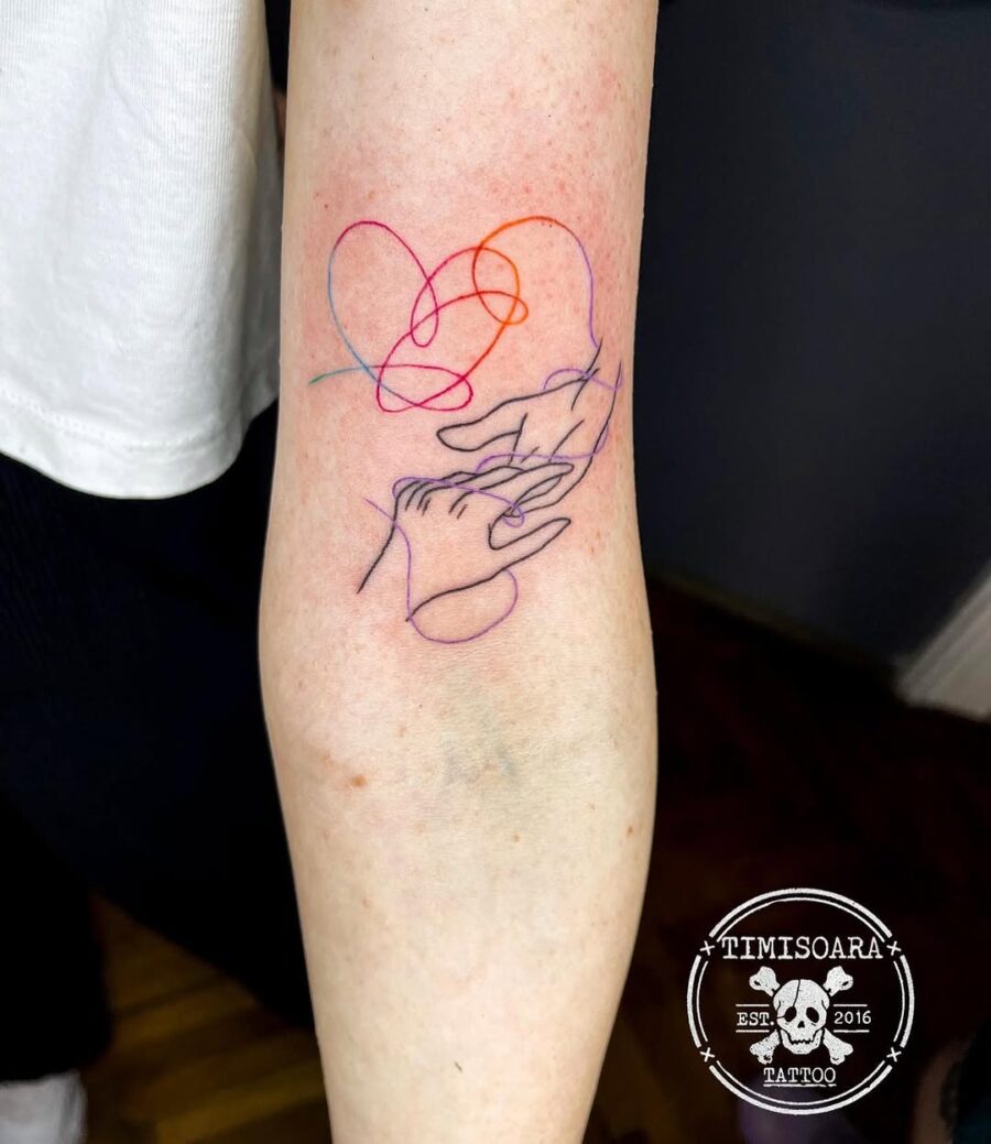 Colorful line art capturing intimacy and connection