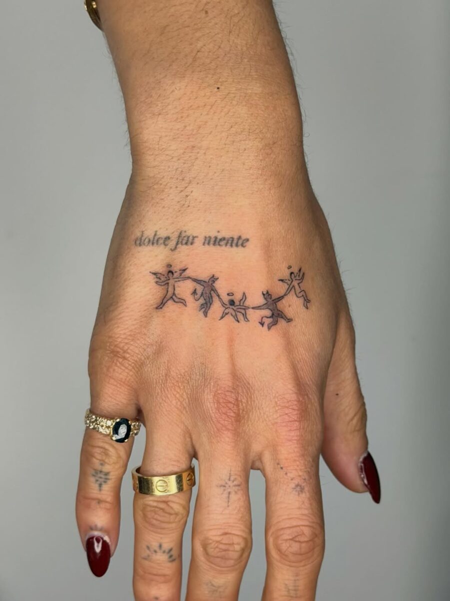 Playful tattoo celebrating connection and joy
