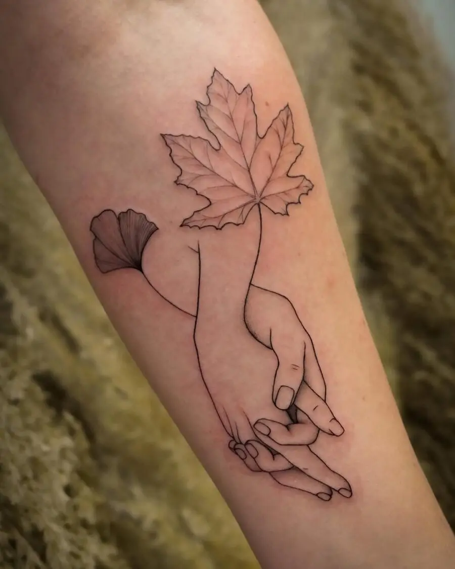 Elegant holding hands with a nature touch