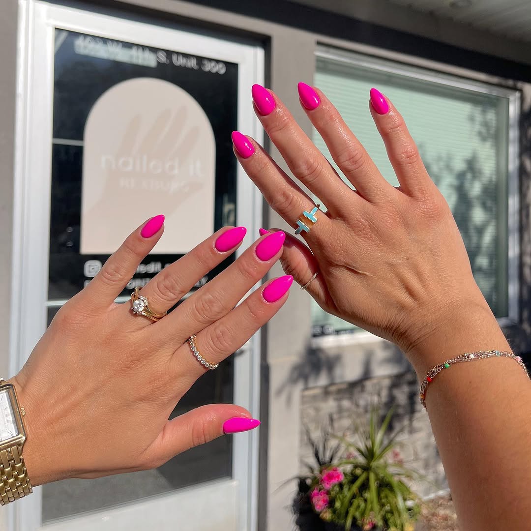 Trendy hot pink nails for bold statement