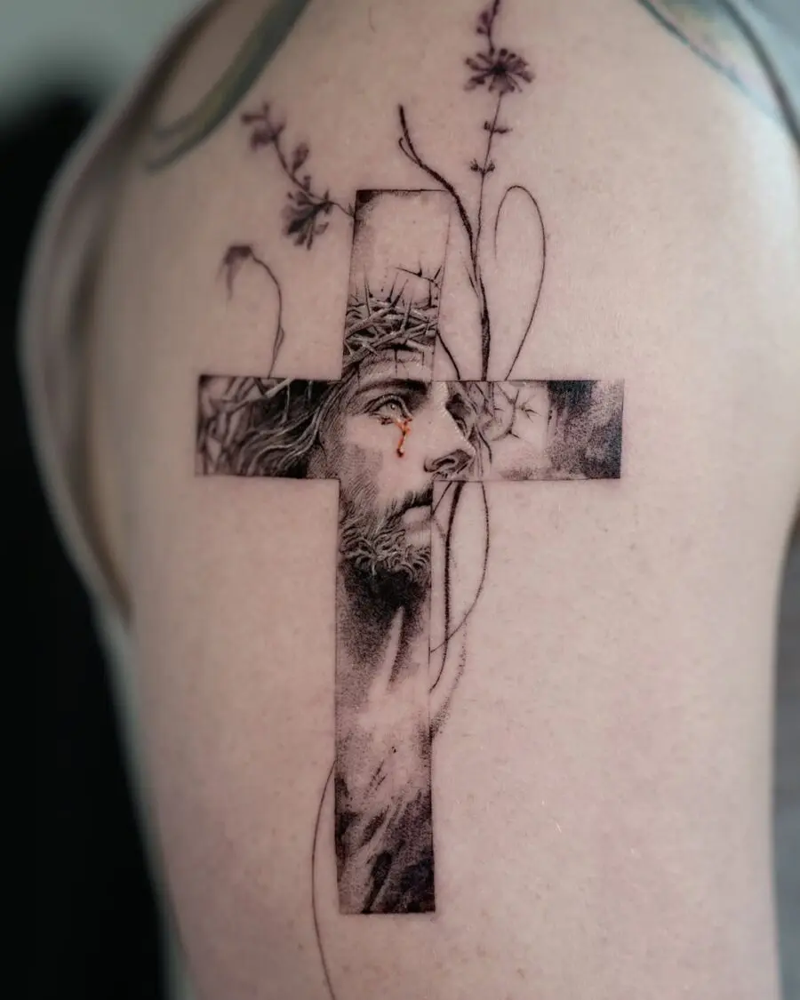 A striking Jesus cross tattoo design