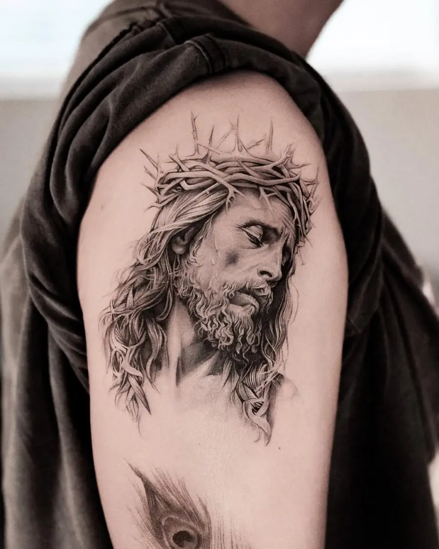 Stunning Realistic Jesus Tattoo on Arm