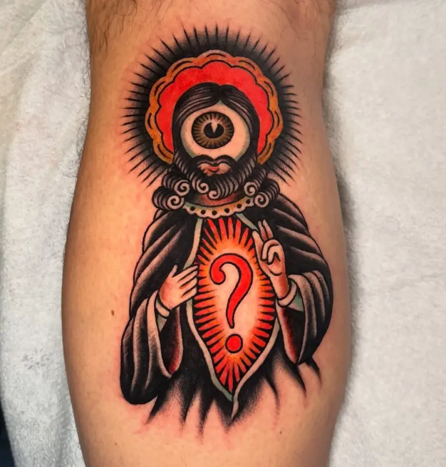 Intriguing Jesus tattoo with mystical elements