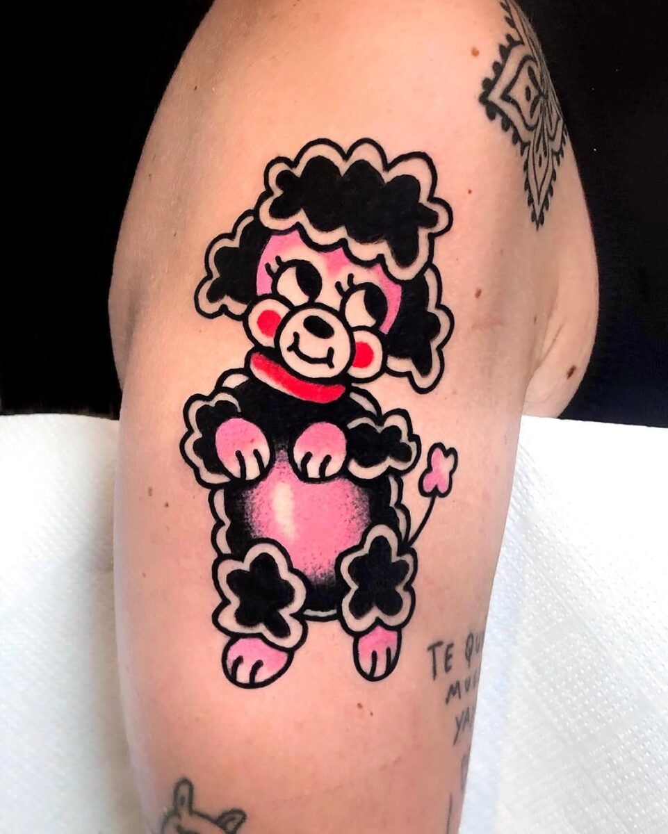 Whimsical poodle tattoo exuding playful charm