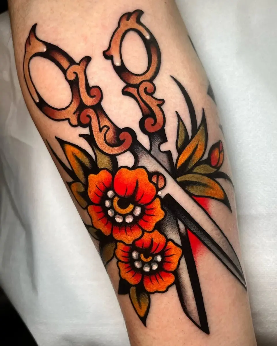 Quirky Scissors Surrounded by Vibrant Flowers