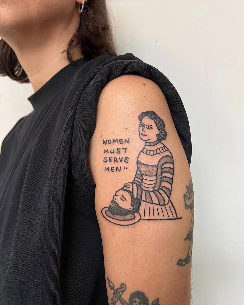Bold statement piece on gender roles in tattoos