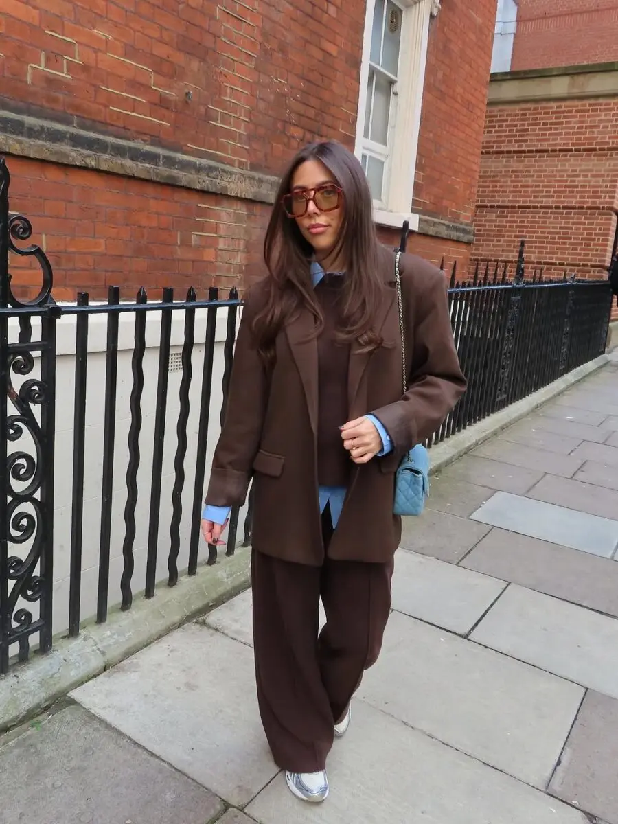 Chic Brown Blazer Ensemble for Luncheon Style