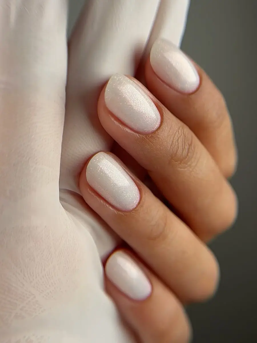 Elegant milky nails with a glossy finish