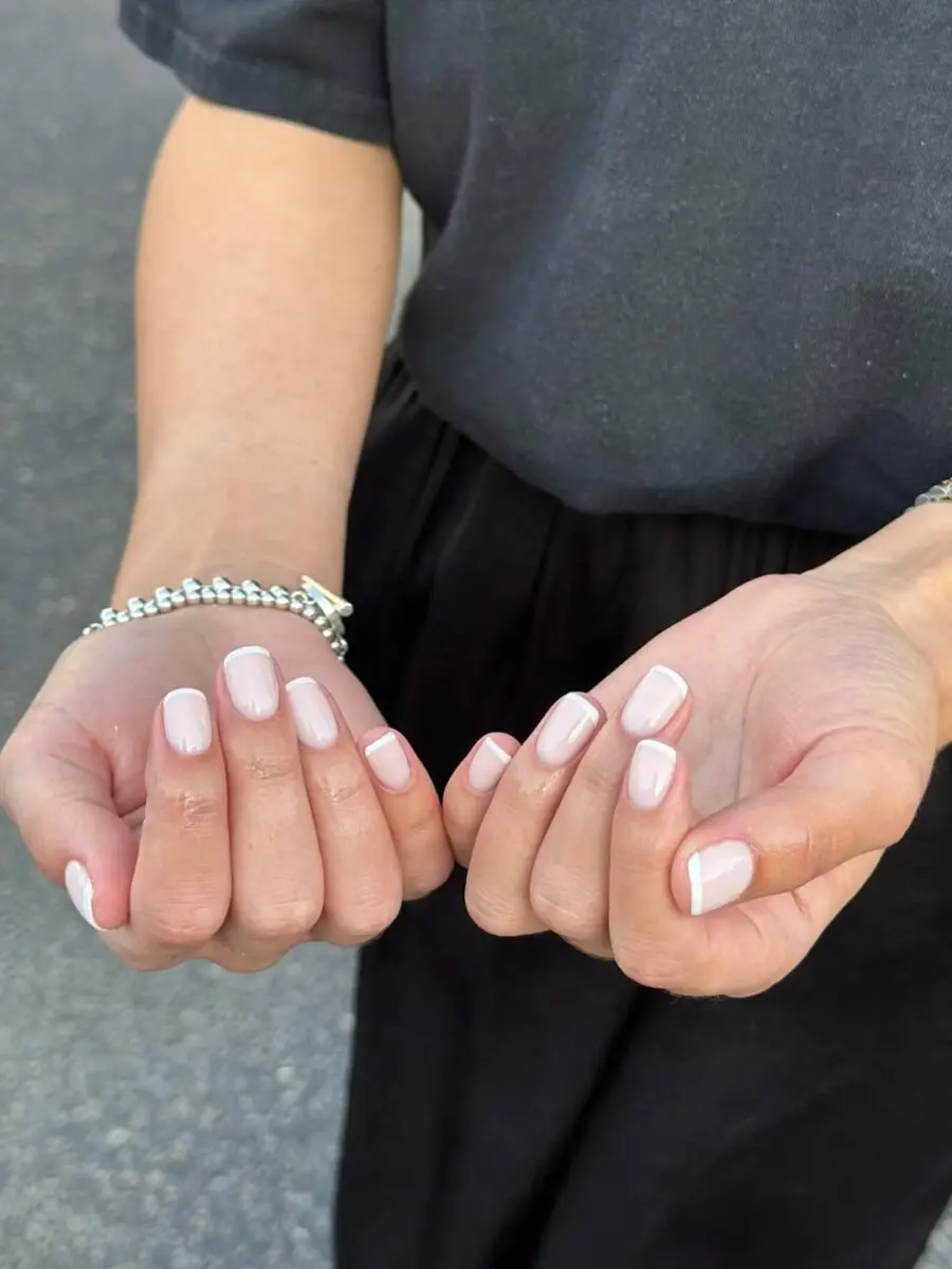 Elegant milky nails with a chic French touch