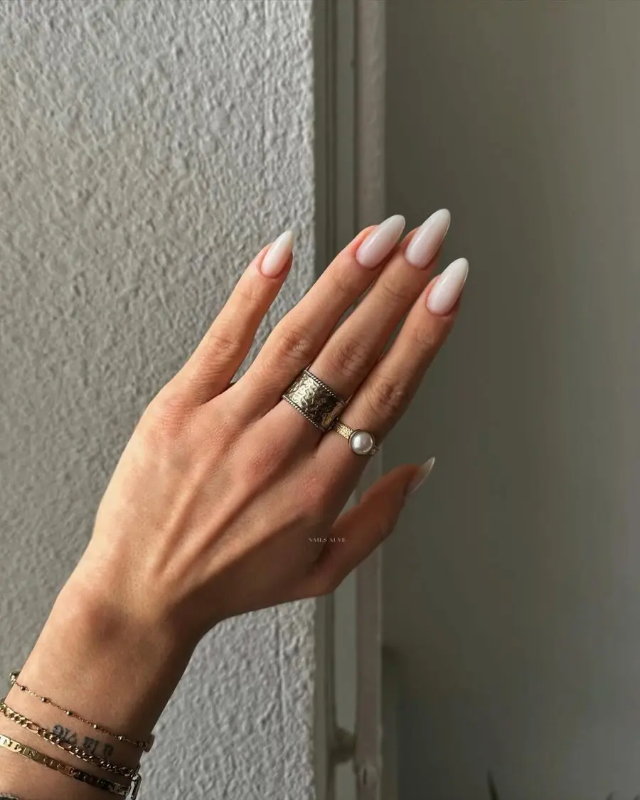 Stylish milky nails showcasing a chic look