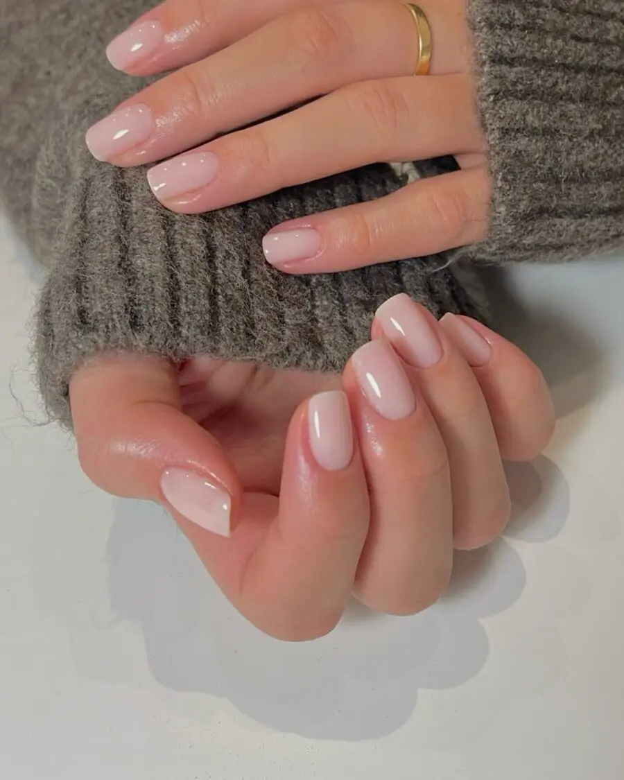 Chic milky nails wrapped in cozy vibes