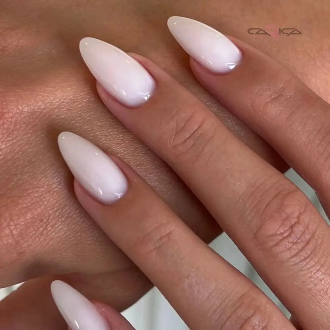 Elegant milky nails with a stunning shine