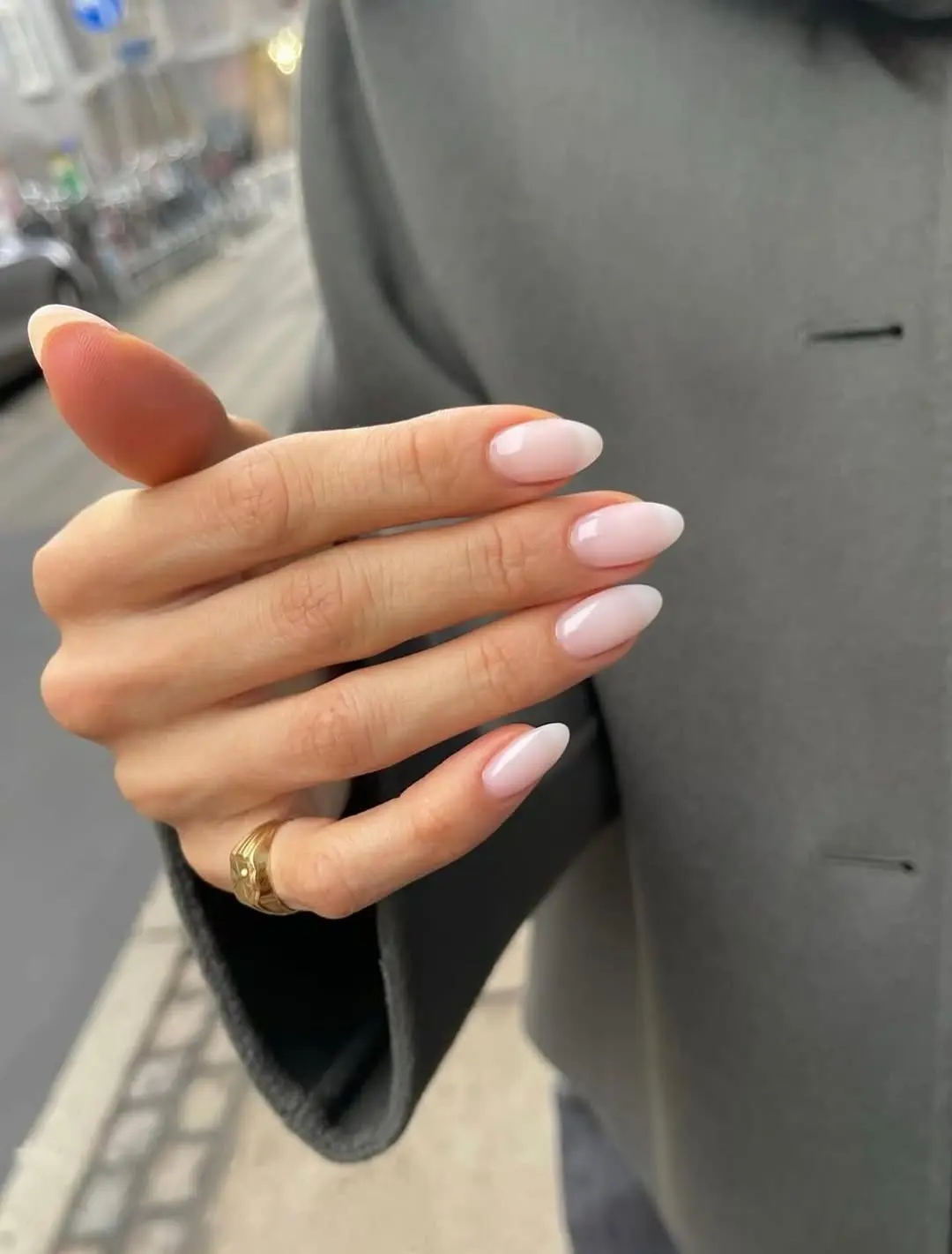 Elegant milky nails with a chic touch