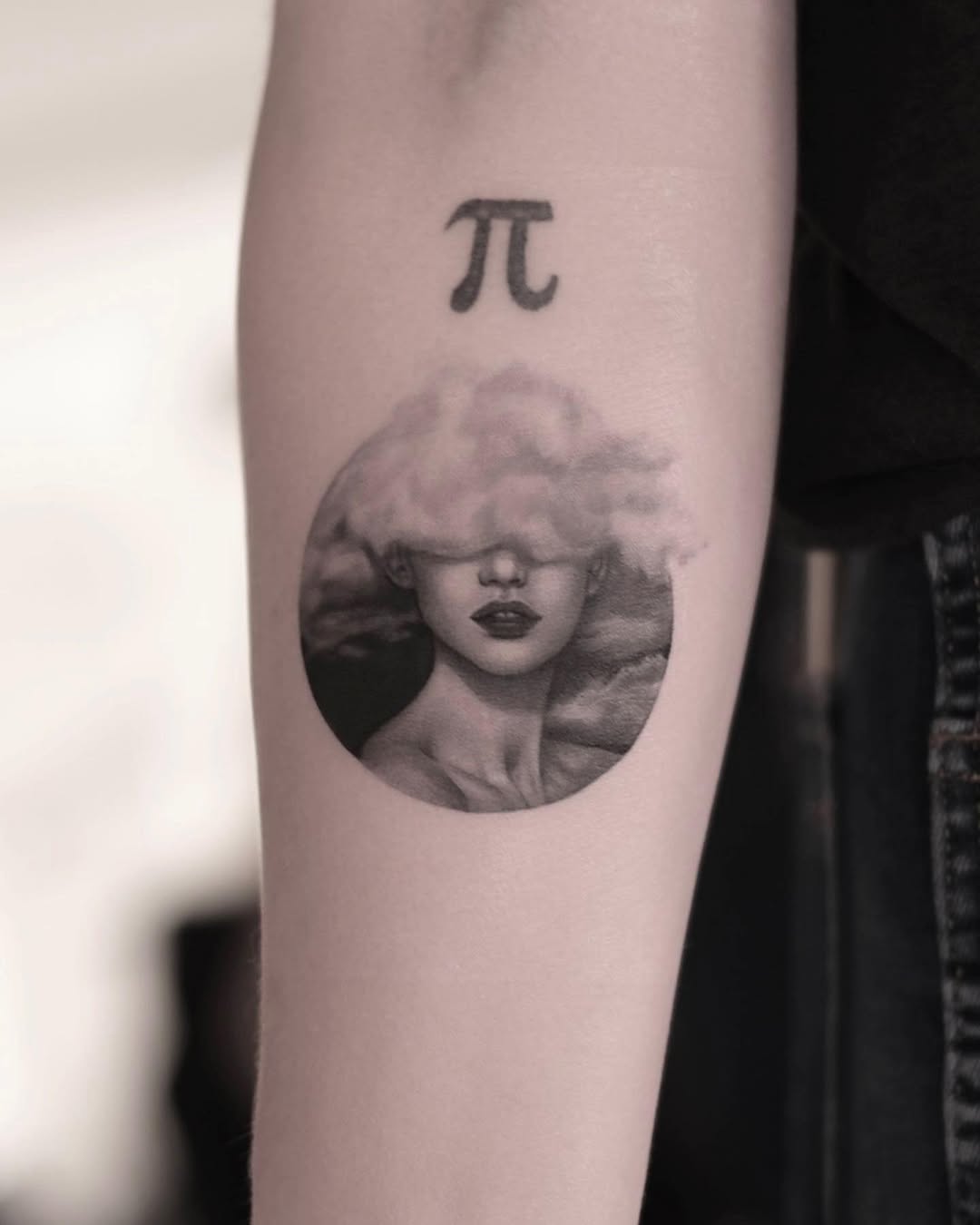 Dreamy tattoo blending portrait and nature elements