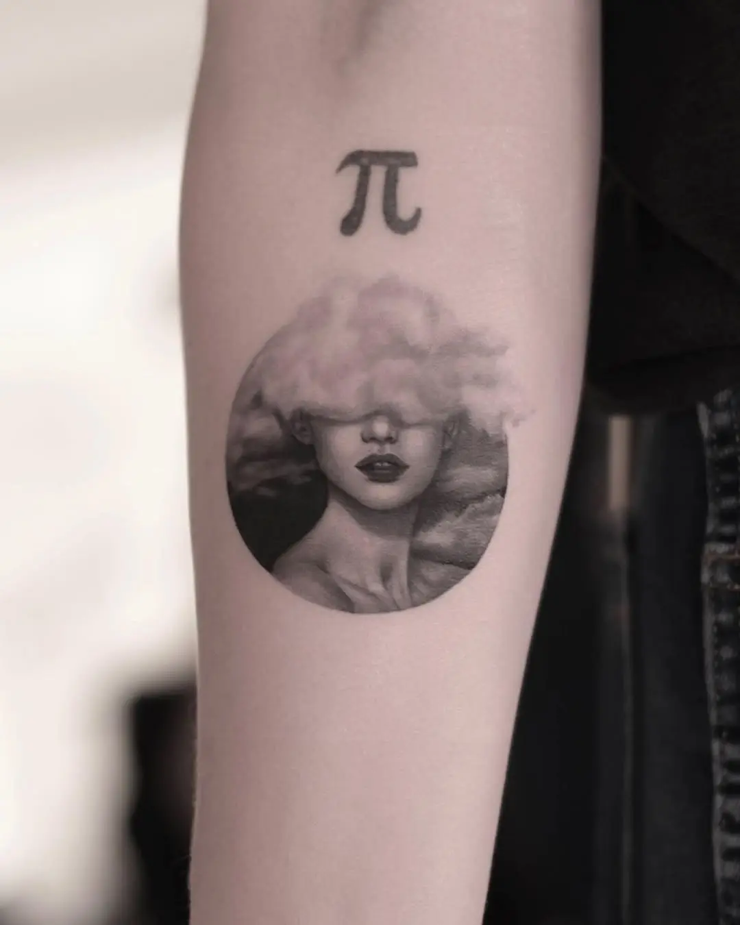 Dreamy tattoo blending portrait and nature elements