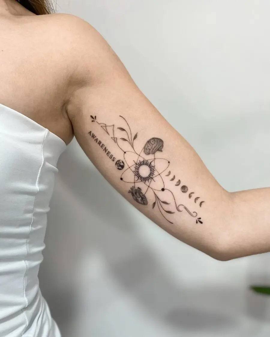 Intricate mindfulness tattoo promoting self-awareness