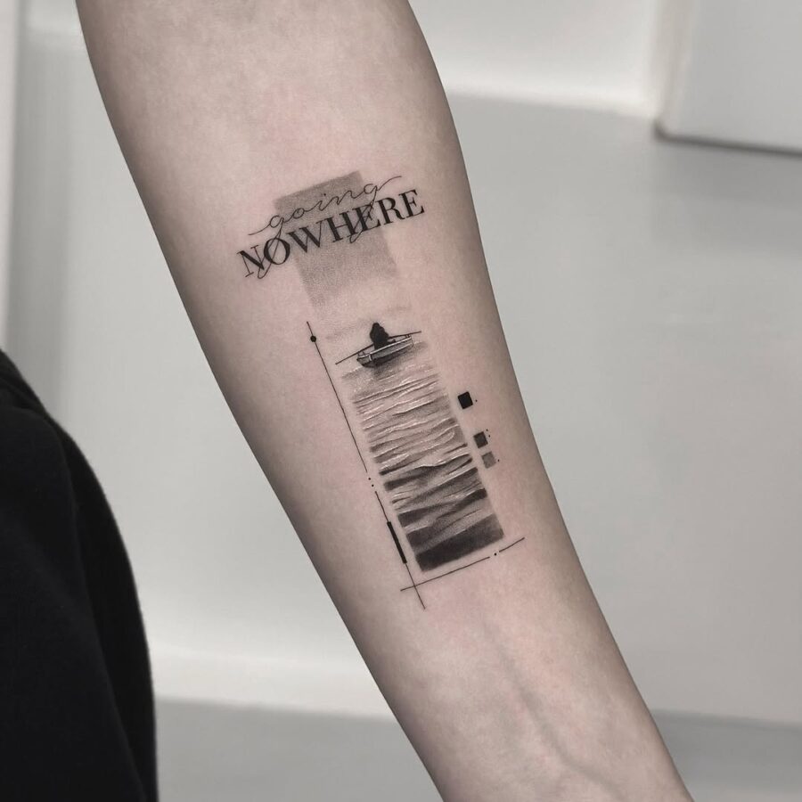 Serene tattoo capturing tranquility and introspection.