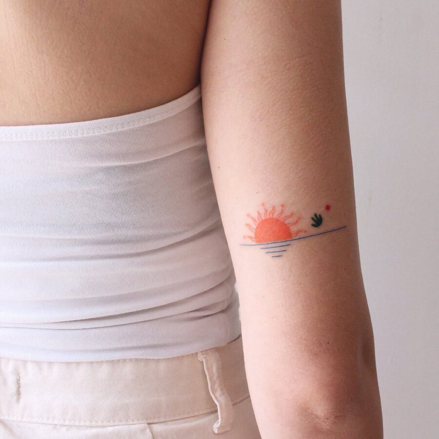 Elegant sunset tattoo for tranquil vibes