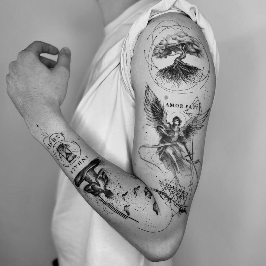A collection of empowering mindfulness tattoos