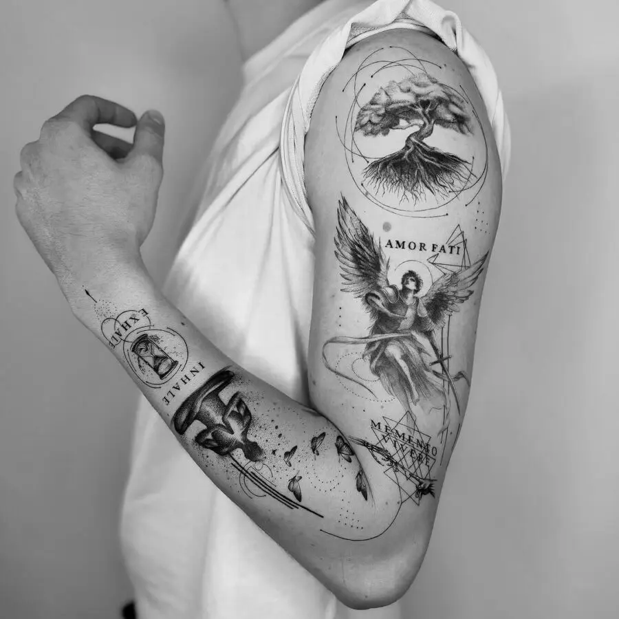 A collection of empowering mindfulness tattoos