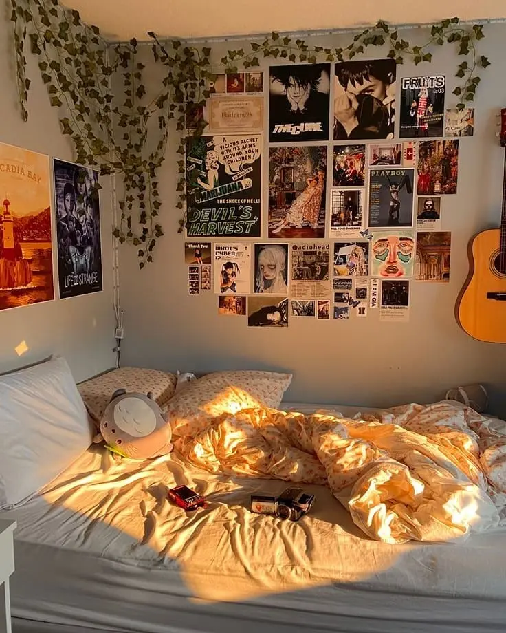 Cozy and artistic minimalist dorm room vibe